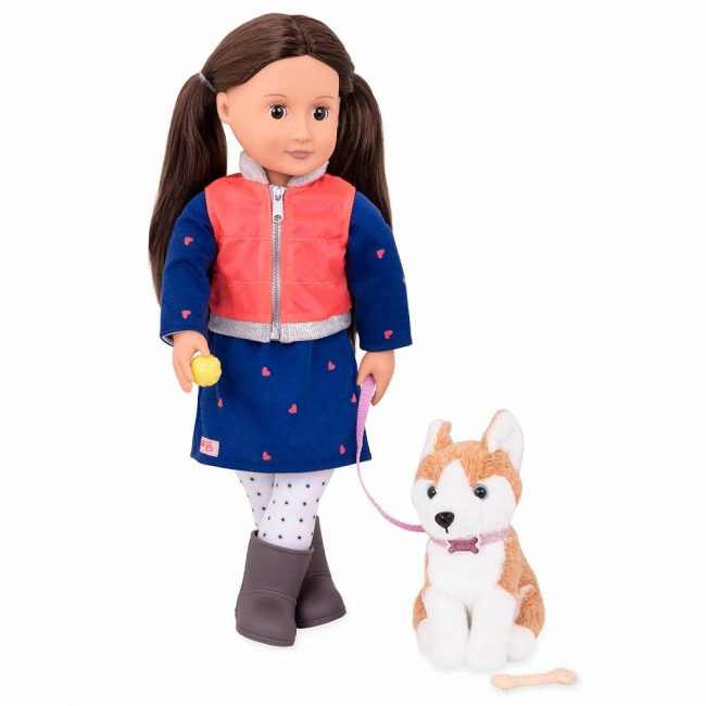 Our Generation Classic 18inch Doll Leslie with Husky