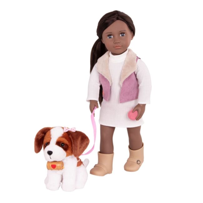 Our Generation Doll Kinzie Black Hair with St Bernard